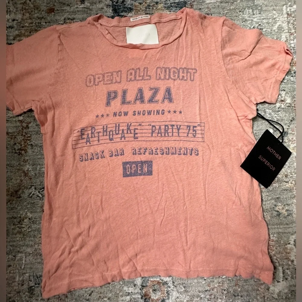 MOTHER The Itty Bitty Sinful Tee Movie Night Pink Graphic Tee M NWT - Picture 2 of 7